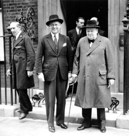 Ambassador Joseph Kennedy with Winston Churchill. Photo by anonymous (c. 1939). PD-U.K. Wikimedia Commons. 