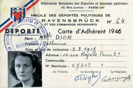 Catherine Dior’s membership card for the Ravensbrück Deported Association. Photo by anonymous (c. 1946). Collection Christian Dior Parfums, Paris. 