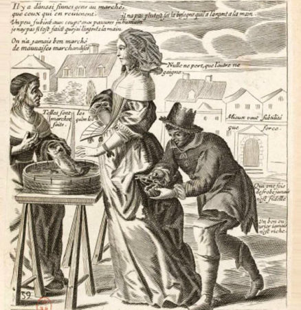 Purse cutters. Engraving by Jacques Lagniet (c. 1600s). Crédit BNF.
