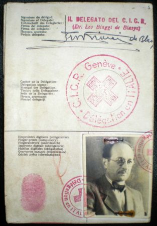 The Red Cross identity document that Adolf Eichmann used to enter Argentina in 1950 under the alias Ricardo Klement. The document was issued by the Italian delegation of the Red Cross in Genoa, Italy. Photo by anonymous (c. 1950). PD-Expired copyright. Wikimedia Commons. 