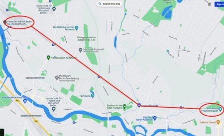 Map reflecting S-Bahn route where Ogorzow committed most of his murders. Map and photo by Google Maps (date unknown).