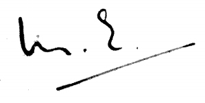 The signature of Mary Elmes. Photo by anonymous (c. 1939). Archives nationales. PD-CC0 1.0 Universal. Wikimedia Commons. 