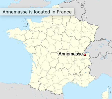 Map of Annemasse on the border of France and Switzerland.