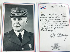 Marshal Pétain’s thank you card to Édouard. Photo by Marianne Golding. Courtesy of Marianne (Seidler) Golding.*