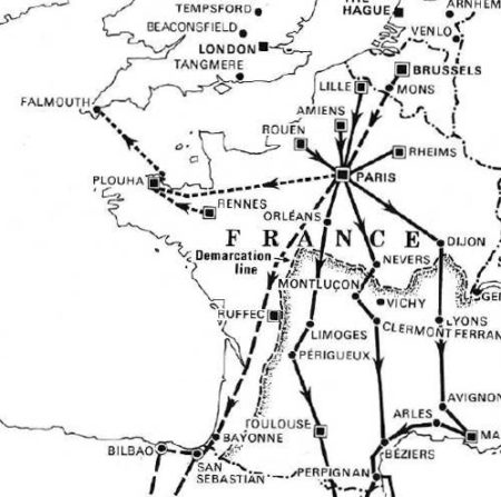 Routes of primary escape lines during World War II. Photo by anonymous (date unknown).