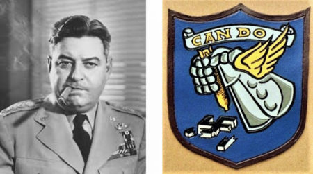 Curtis LeMay (left) and the 305th Bomb Group “Can Do” emblem (right). Photo by anonymous (dates unknown). 