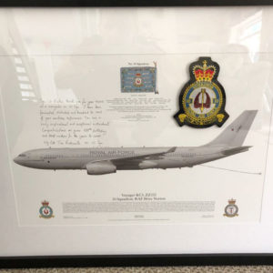 Signed photograph of Voyager aircraft presented to Stan from the 10th Squadron. Photo by Louise Smith (26 April 2022). Courtesy of Pat Vinycomb.