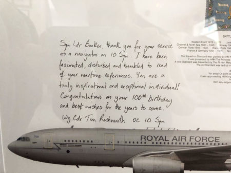 Closeup of inscription on signed photograph of Voyager aircraft. Photo by Louise Smith (26 April 2022). Courtesy of Pat Vinycomb.