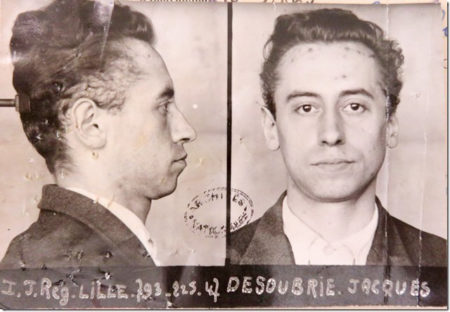 Mug shot of Jacques Desoubrie (1922−1949). The Belgian was a double agent working for the Gestapo and responsible for the arrests of hundreds of résistants, downed Allied airmen, and others. He was executed in 1949. Photo by anonymous (c. 1949). 