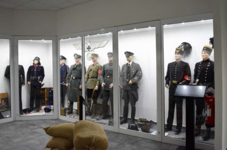 A section of the MM Park military museum with original German uniforms. Photo by Sandy Ross (7 June 2022).