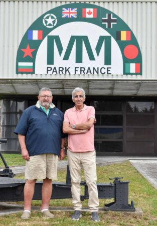 Stew Ross (left) and our host, Dominique Soulier (right) in front of the MM Park military museum. Photo by Sandy Ross (7 June 2022).