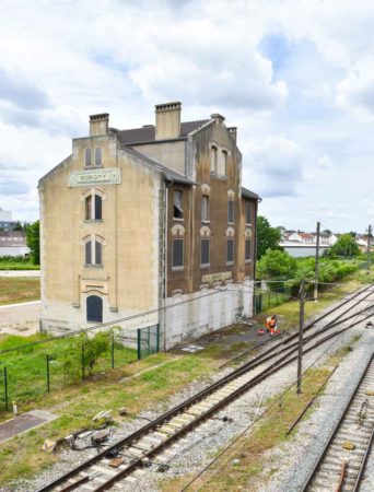 Bobigny station from the rear where deportees were loaded into cattle cars bound for KZ Auschwitz-Birkenau. Photo by Sandy Ross (9 June 2022).