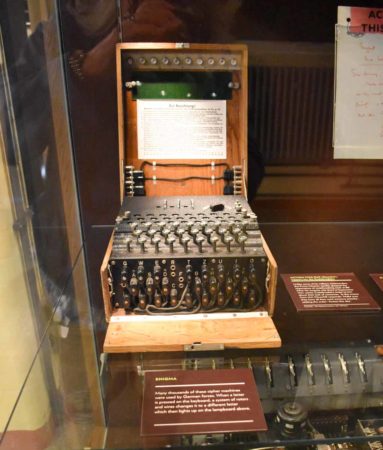 An Enigma code machine. Photo by Sandy Ross (13 June 2022).