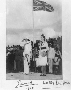 The Duke and Duchess of Windsor at an official ceremony in Nassau, Bahamas. Presumably taken upon the duke’s arrival as the new governor. Photo by David E. Scherman (c. August 1940).