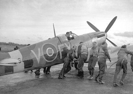 Supermarine Spitfire, 611 Squadron. Photo by anonymous (c. 1942). PD-U.K. public domain. Wikimedia Commons.