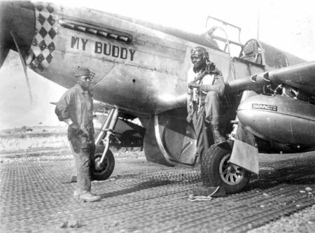 Lt. Charles Bailey next to his P-51 Mustang named for his father. Photo by anonymous (date unknown). 