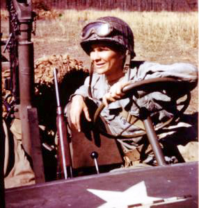 John Jarvie in a real army jeep. Photo by anonymous (date unknown).