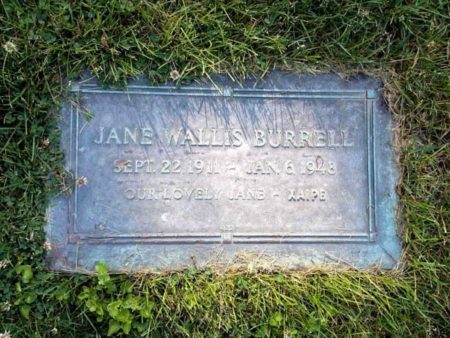 Jane Burrell’s grave marker. “Our Lovely Jane.” Photo by anonymous (date unknown).