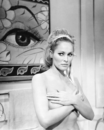 Ursula Andress (or here as Ursula Undress) as Vesper Lynd in the 1967 spy parody movie, “Casino Royale.” Photo by anonymous (c. 1967). 