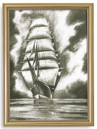 One of Kusch’s most incendiary moves as commander of U-154 was to replace a portrait of Hitler with a drawing he had made of a schooner. Photo by anonymous (date unknown). Courtesy of the von Luttitz family.