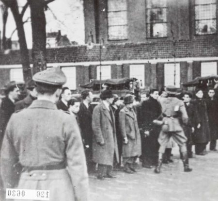 German raid on the Jonas Daniël Meijerplein in Amsterdam. Photo by anonymous (c. February 1941). Nationaal Archief. PD-Expired copyright.