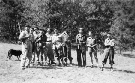 SOE agent Christine Granville (second from right) with the maquis in the vicinity of Hautes-Alpes. Photo by anonymous (c. August 1944). PD-Author’s life plus 70-ears or fewer. Wikimedia Commons.