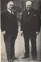 Leo Amery (left) and Winston Churchill (right). Both men were classmates at Harrow school, served together in the Boer war as journalists, and both worked together in the British government as conservatives. Photo by anonymous (date unknown). 