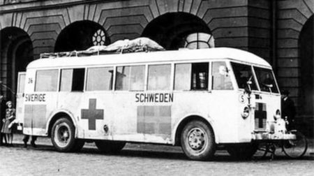 White Bus no. 36. Photo by anonymous (c. April/May 1945). “When Sweden Rescued 31,000 Non-Swedes from Nazi Germany.” https://abitofhistoryblog.com/2017/08/09/the-white-buses/