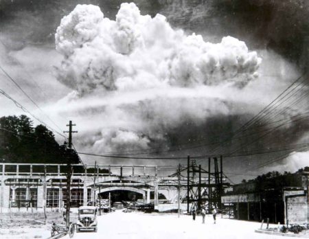 The atomic cloud over Nagasaki. 