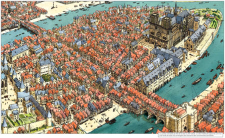 Île de la Cité illustration Middle Ages