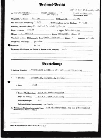 Horst Kopkow’s SS personnel file