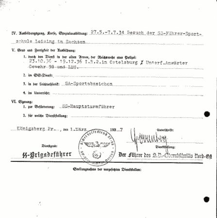 Approval for the promotion of Horst Kopkow to SS-Hauptsturmführer