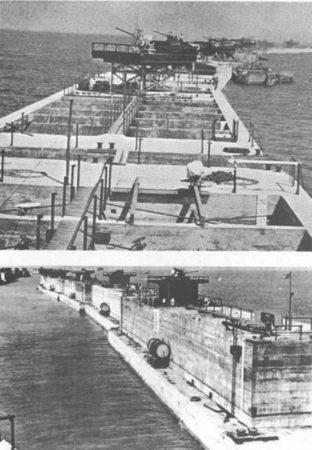 The larger caissons were equipped with anti-aircraft guns.