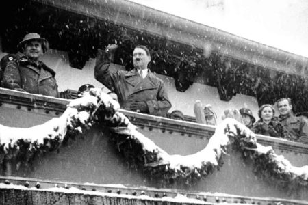 Hitler at the 1936 Winter Olympics.