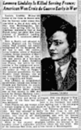 Newspaper article announcing the death of Leonora Lindsley
