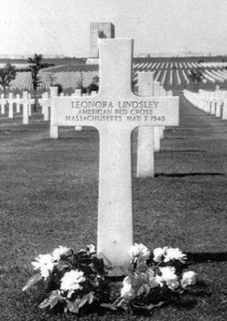 Leonora Lindsley grave at the Lorraine American Cemetery and Memorial, France (Plot J, Row 31, Grave 9).