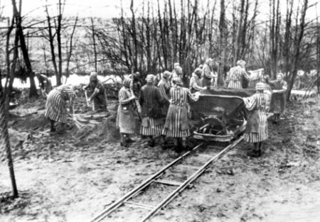 Women prisoners laboring at KZ Ravensbrück.