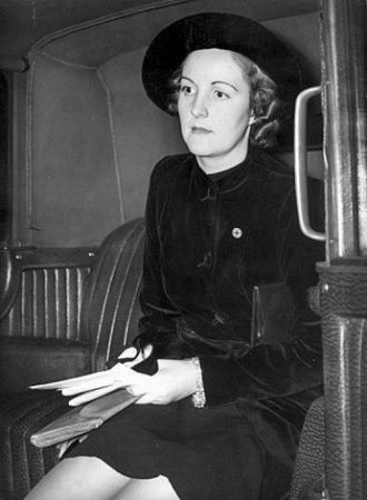Unity Valkyrie Mitford. She is wearing the pin of the National Socialist German Workers’ Party, or commonly known as the Nazi Party.