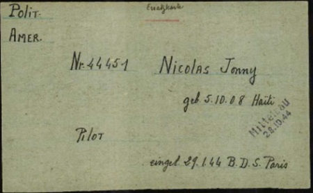 A Mittelbau index card for prisoner Nicolas Jonny.