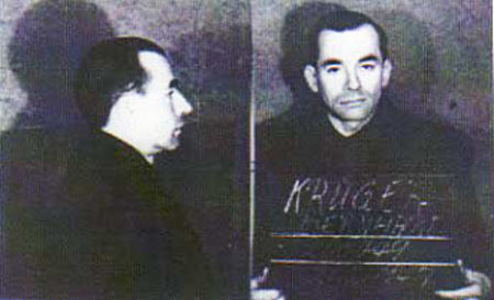 Bernard Krüger’s mug shot after his arrest. Detained for two years by the British, Krüger was turned over to the French. Charges were never brought against the former SS man and he went to work for the company that supplied the paper for “Operation Bernhard.”
