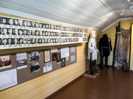 Interior of the Kollaa and Simo Häyhä Museum with an exhibit on the battles of Kollaa during the Winter War. Photo by anonymous (date unknown). Courtesy of Kollaa and Simo Häyhä Museum. https://www.kollaa-simohayha-museo.fi/en/museum