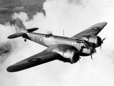 RCAF Bristol Blenheim Mk I in flight. This is a similar type aircraft that Alfie Fripp was flying in when the plane went down, and Alfie was captured.
