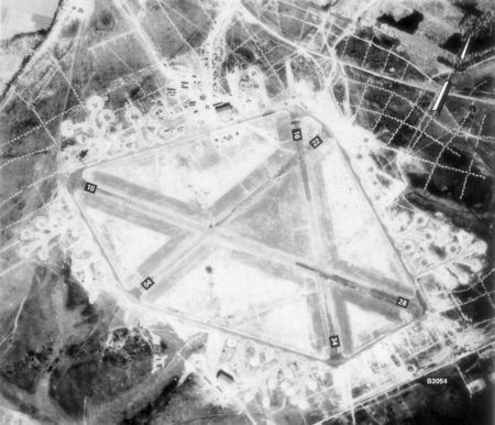 Aerial view of RAF Beaulieu three months before D-Day.