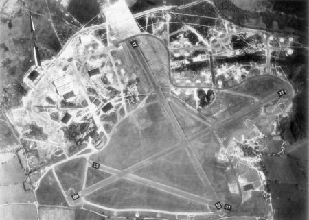 Aerial view of post-war RAF Hurn station.