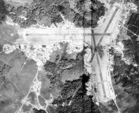 Aerial view of RAF Stoney Cross during World War II.