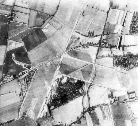 Aerial view of post-war former RAF Winkton.