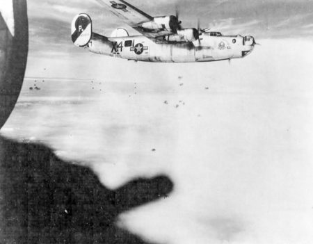 A B-24J of the USAAF 859th Bomb Squadron, 492nd Bomb Group.