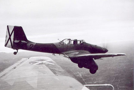 Condor Legion’s Junkers Ju 87A with Spanish Civil War markings. Photo by anonymous (date unknown). PD-CC0 1.0 Universal Public Domain Dedication. Wikimedia Commons.