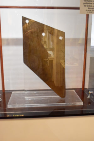 Guillotine blade. Was this the blade used for Petiot’s execution? Photo by Sandy Ross (c. September 2022). Paris Police Museum.