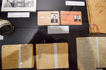 Fake ID cards. They were established in the name of Henri Watterwald and used by Marcel Petiot during his escape preceding his arrest. Using this false name as well as the nom de guerre, Valéry, Petiot lived in the Reuilly barracks as an investigator of the military security. Photo by Sandy Ross (c. September 2022). Paris Police Museum